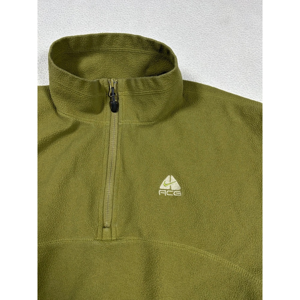 Nike ACG Fleece Pullover Mens Large Olive Green Vintage Quarter Zip Nike Fit